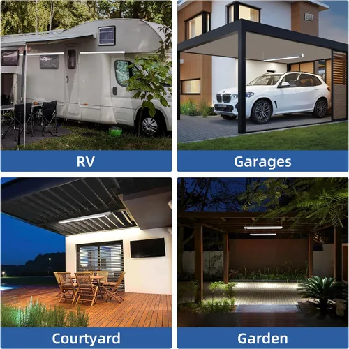 Vista 5 de hykolity Luz solar para tienda con sensor de movimiento, 3 pies 17 W (100 W equivalente) Luz LED integrada IP65 impermeable con sensor