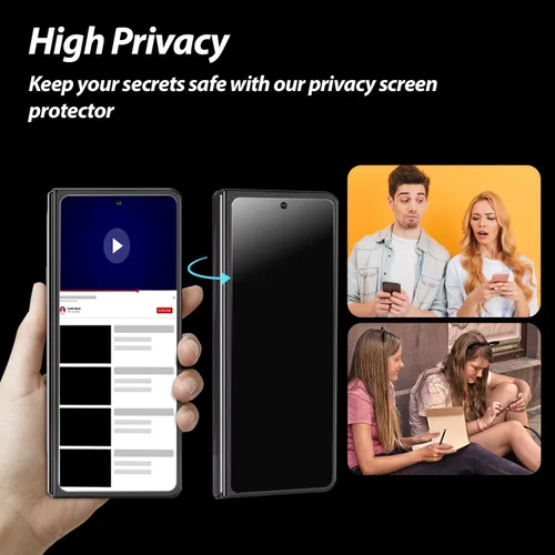 Vista 3 de Whitestone - Paquete de 2 protectores de pantalla de privacidad para Galaxy Z Fold 5 2023, protector de vidrio templado privado de cobertura