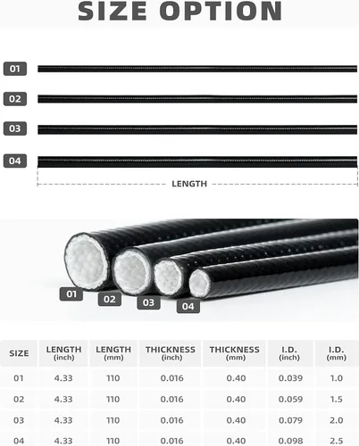 Vista 3 de BLUEWING Funda de fibra de vidrio de silicona, 20 piezas, línea de pesca, protección suave, Chafe, tubo de engranaje, trenzado, protector de Negro