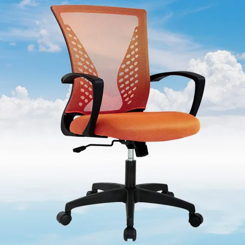 Vista 8 de Silla de oficina en casa, silla de escritorio ergonómica, respaldo medio, silla de computadora de PC con soporte lumbar y reposabrazos, silla