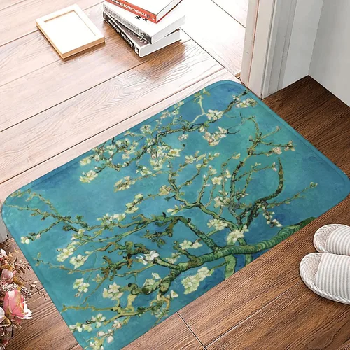 Vista 4 de INVIN ART Van Gogh - Tapete antideslizante para puerta, diseño de ramas con Ramas Con Flor De Almendro