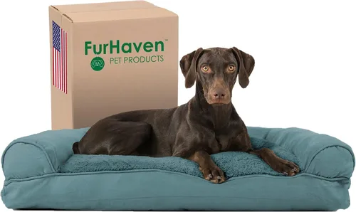 Vista 13 de Furhaven - Cama para perros, cojín de almohada tradicional sofá y colchón de espuma rectangular terapéutico de lujo con funda extraíble para perros