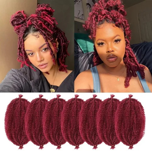 Vista 53 de Cabello para Trenzas Marley Twist de 10 pulgadas Negro 3 Paquetes Cabello Afro Twist Elástico Preseparado para Locs Suaves Cabello Spring Twist