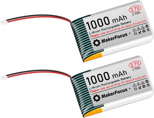 Vista 9 de Batería recargable de polímero de litio de 3.7 V 1000 mAh con placa de protección, cinta de goma aislada y enchufe JST 1.25 para placa de desarrollo