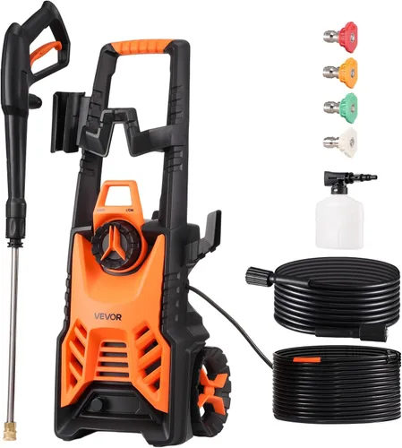 Vista 13 de VEVOR Lavadora a presión eléctrica, máximo 4200 PSI 2.8 GPM, limpiador de alta potencia con cañón de espuma y 4 boquillas para calzadas