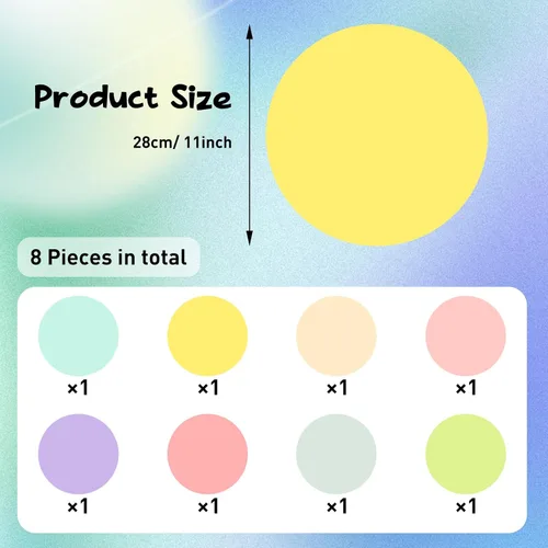 Vista 2 de Dry Erase Circles - 8 Pieces Colorful Dry Erase Dot Stickers Table Whiteboard 11 inch Removable Wall Decal for Classroom Guided Reading Small Group