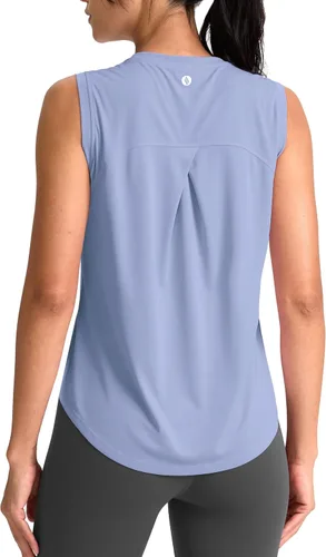 Vista 24 de SANTINY Camiseta sin mangas de entrenamiento para mujer, camiseta atlética Negro