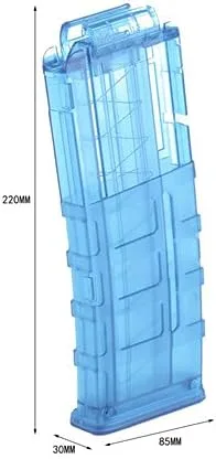 Vista 3 de WORKER 12 dardos cortos estilo Magpul Stefan Magazine Clip de recarga rápida para juguete modificado Nerf (azul transparente)