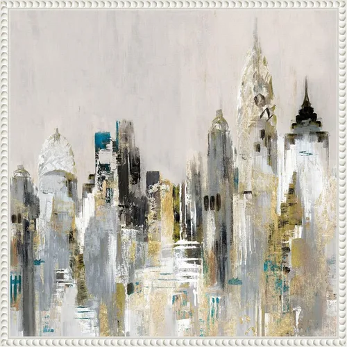 Vista 15 de Amanti Art Lienzo enmarcado para pared, paisaje urbano dorado de 16 x 16 pulgadas, por Valerie Mravyan, lienzo enmarcado para pared, obras de arte