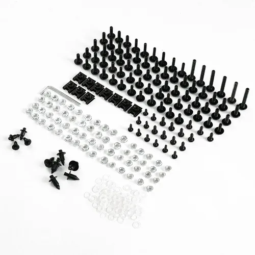 Vista 2 de Kit de pernos de carenado Tornillos Tuercas Arandelas Clips Kits de montaje Tornillos de motocicleta para motocicleta Negro