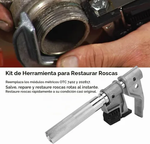 Vista 3 de Kit de herramientas de reparación de roscas externas, juego de cazador de roscas exteriores, herramienta restauradora de roscas para diámetro