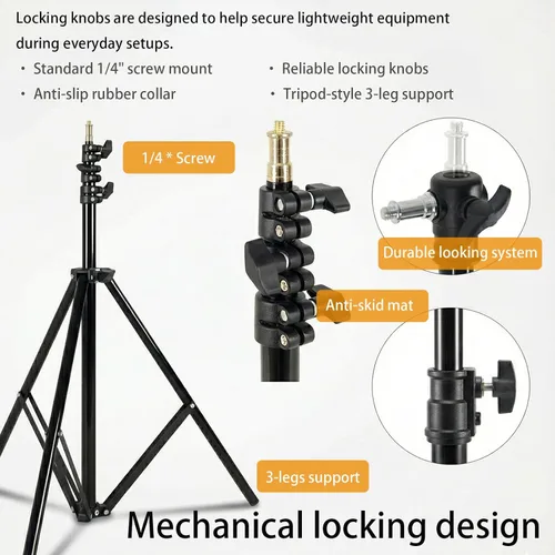 Vista 6 de Godox Soporte de luz de aluminio ultraligero de 240 F Altura máxima de 94.5 pulgadas, carga de 4.4 libras Compacto 26.8 pulgadas plegado Ideal
