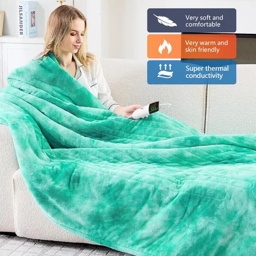 Vista 5 de greenoak Manta eléctrica con calefacción, manta térmica de piel sintética Sherpa para sofá cama, regalos cálidos de invierno para mujeres/ella
