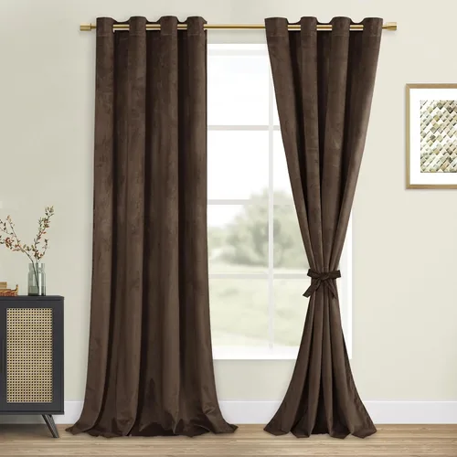 Vista 37 de DWCN - Juego de 2 paneles de cortina de terciopelo con ojales negros, tratamiento de ventanas con aislamiento térmico, apilables, decoración moderna
