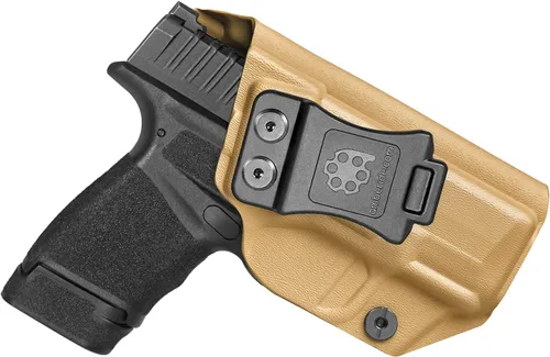 Vista 9 de Funda Kydex IWB fabricada en Estados Unidos para Springfield Hellcat Diseño a prueba de sudor con un protector de sudor completo, inclinación