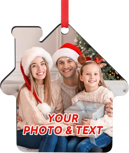 Vista 7 de Adornos de Navidad personalizados 2025, adorno de Navidad personalizado de doble cara, adorno de foto para árbol de Navidad para niños, mamá, papá