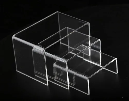 Vista 5 de Jusalpha Soporte rectangular de acrílico transparente de 6 piezas para la Shelf Showcase Fixtures for Jewelry, Display Stand for Amiibo Funko POP