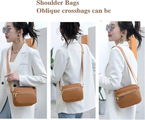 Vista 5 de Bolsos cruzados de nailon para mujer, bolsos y bolsos de mujer, bolsos casuales de mensajero, bolso cruzado negro impermeable