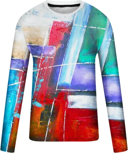 Vista 4 de Muscle Shirts for Men Graphic Vintage Long Sleeve Pullover Casual Crewneck Shirt Regular-Fit Athletic Tshirt 2023