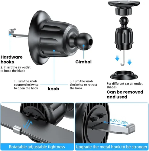 Vista 4 de AUCELI Soporte universal para teléfono celular de auto para ventilación de aire, soporte universal para teléfono celular de coche, compatible