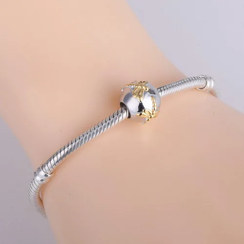 Vista 5 de SOUKISS Encantos de libélula chapados en oro sólido 925 encanto redondo animal para pulsera europea