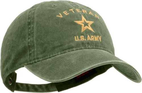 Vista 5 de e4Hats Gorra lavada bordada militar de veterano del ejército estadounidense Oliva