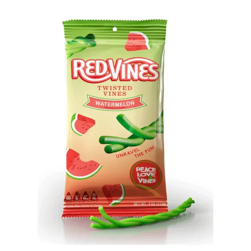 Vista 3 de Twisted Watermelon Vines, 12 bolsas colgantes de 4 onzas por Red Vines