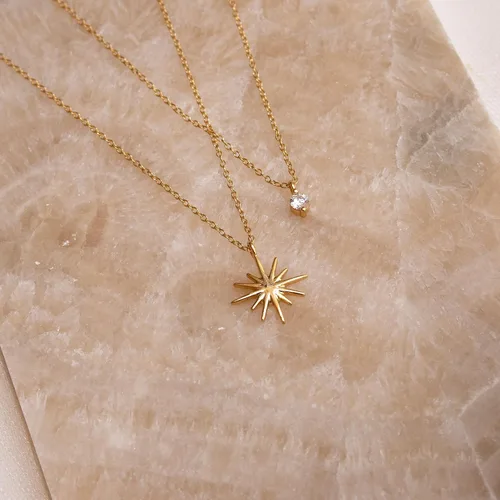 Vista 6 de Collares en capas para mujer, chapado en oro de 14 quilates, collar de cadena de clip de espiga de espiga simple, collares de oro simple para mujer