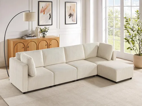 Vista 10 de Sofá biplaza de 66.9 pulgadas, sofá cama modular convertible de 2 plazas de pana, moderno juego de sofá combinado gratuito para sala de estar y Beige
