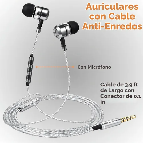 Vista 5 de Sephia SP3060VC - Auriculares con cable y micrófono, auriculares intrauditivos con graves profundos y aislamiento de ruido, controladores de 10mm