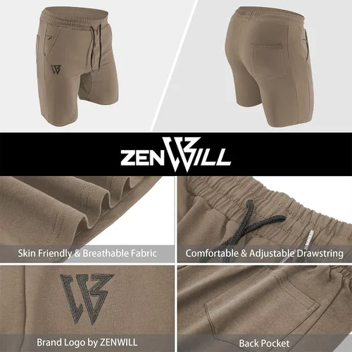 Vista 5 de ZENWILL Pantalones cortos de gimnasio para hombre, pantalones cortos de entrenamiento atléticos para fisicoculturismo con bolsillos