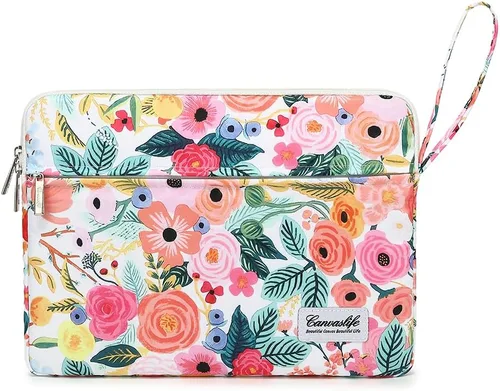 Vista 35 de Canvaslife - Funda de lona para laptop de 13 pulgadas con patrón de cuadros negros y bolsillo de 13 y 13.3 pulgadas