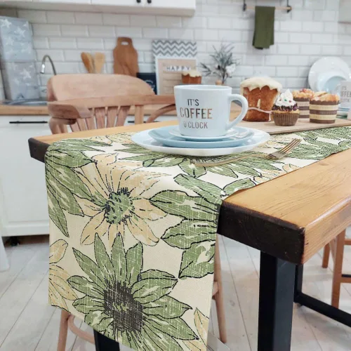 Vista 13 de Camino de mesa amarillo y azul, caminos de mesa de arte geométrico abstracto para comedor, cocina, sala de estar, vacaciones y decoración de mesa