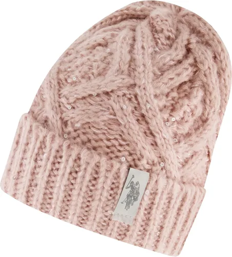 Vista 2 de U.S. Polo Assn. womens Beanie Hat and Scarf Set, Diamond Sequin Cable Knit Winter Cap and Scarf