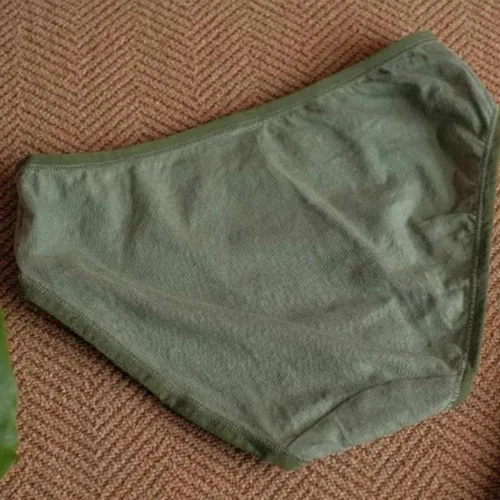 Vista 2 de UPGENT Ropa interior de lino de algodón para mujer, cintura media, secado rápido, transpirable, ropa interior de viaje de lino suave, Verde_Large