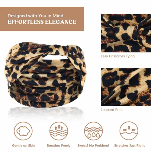 Vista 4 de Awumbuk Diademas anchas para mujeres anudadas antideslizantes bandas para la cabeza suaves diadema turbante accesorios para el cabello boho africano