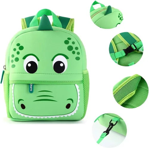 Vista 5 de Mochila impermeable para niños de 2 a 5 años, para el jardín de niños, mochila 3D de lindos dibujos animados, de neopreno, mochila de animales