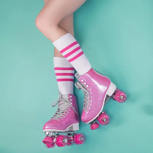 Vista 5 de C SEVEN - Patines brillantes para patinaje al aire libre, piel sintética