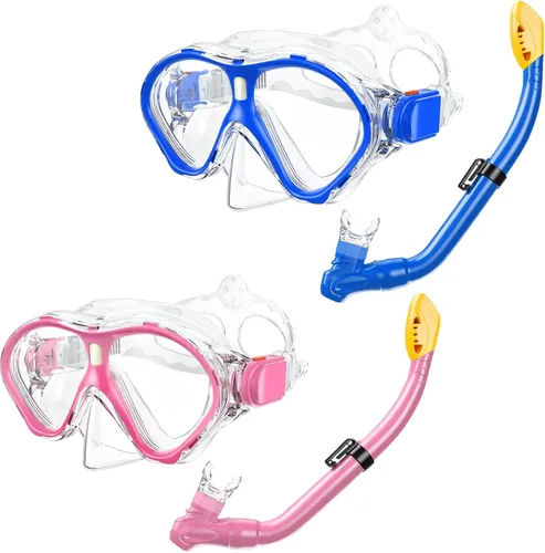 Vista 9 de Gintenco Juego de esnórquel para niños, máscara de buceo para niños como gafas de natación unisex, juego de máscara de buceo antivaho y esnórquel