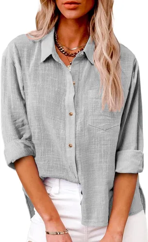 Vista 75 de SMIDOW Camisa de algodón y lino con botones para mujer