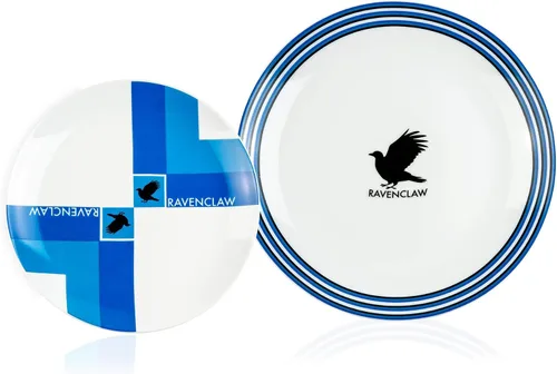 Vista 2 de Harry Potter Ravenclaw - Juego de vajilla de porcelana de 16 piezas para 4 personas, incluye 4 platos llanos, 4 platos de ensalada, 4 cuencos y 4
