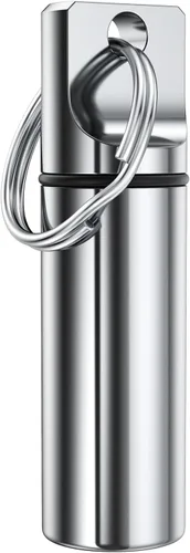 Vista 6 de Pastillero de bolsillo pequeño con llavero, aleación de aluminio portátil, mini organizador de píldoras, contenedor para bolso, pastillero de metal