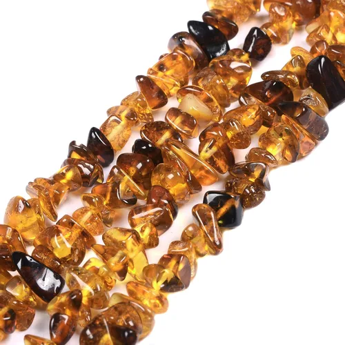 Vista 10 de Chips Amber Natural Gemstone Freedom Chips Cuentas sueltas de 0.433-0.472 in para hacer joyas, manualidades, 16 pulgadas