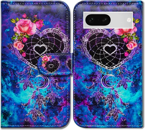 Vista 23 de Bcov Funda para Pixel 7a, diseño de pájaro negro de cuero verde con tapa para teléfono con ranura para tarjetas, soporte para Google Pixel 7a