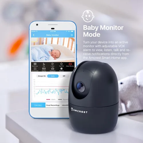 Vista 5 de Amcrest Cámara WiFi 1080P para interiores, cámara de niñera, cámara para perros, monitor de sonido y bebé, detección de personas y mascotas