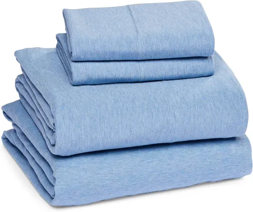 Vista 7 de Amazon Basics - Juego de sábanas de jersey 100% algodón, individual, blanco, liso