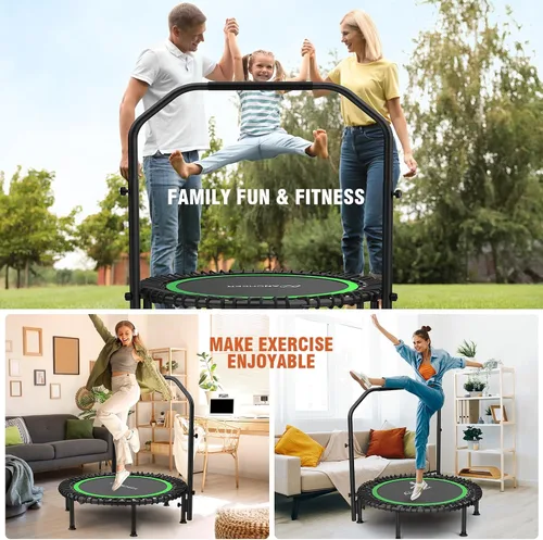 Vista 7 de ANCHEER Fitness Trampoline,40"/48" Bungee Rebounder with Adjustable Handle 450-550 LBS Capacity/Waterproof & UV-Resistant Materials Indoor &
