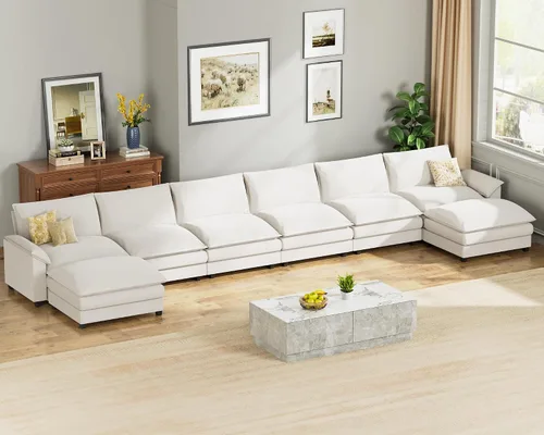 Vista 31 de Homall Sofá Seccional Modular de 80", Sofá Biplaza con Cojín de Doble Capa, Combinación DIY de Chenille Profundo Sofá Nube de 2 Asientos para Sala