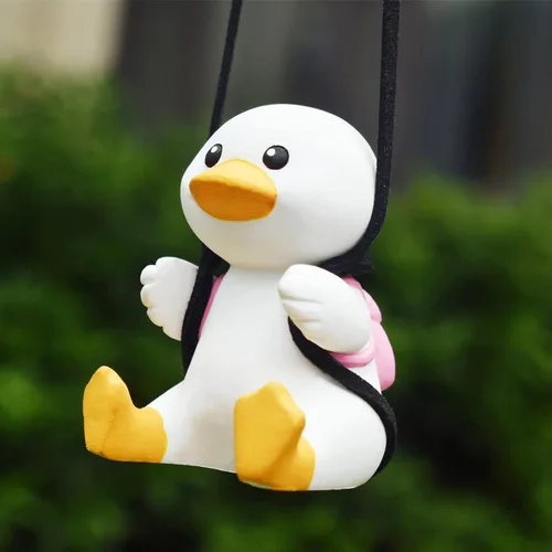 Vista 8 de Wonuu Colgante de coche de pato agitado, divertido adorno colgante de pato para espejo retrovisor, bonita decoración de coche