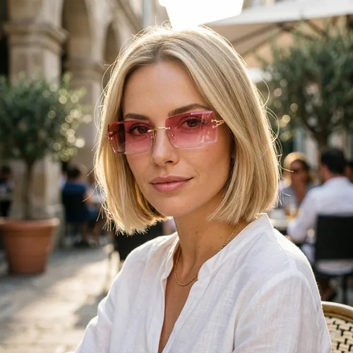 Vista 2 de Rimless Rectangle Sunglasses Women Men Trendy Square Y2K Glasses Retro Frameless Eyewear Gradient Lens